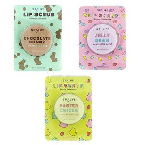 3PC Spalife Easter Chicks, Jelly Bean, Chocolate Bunny Scented Lip Scrub 0.53oz